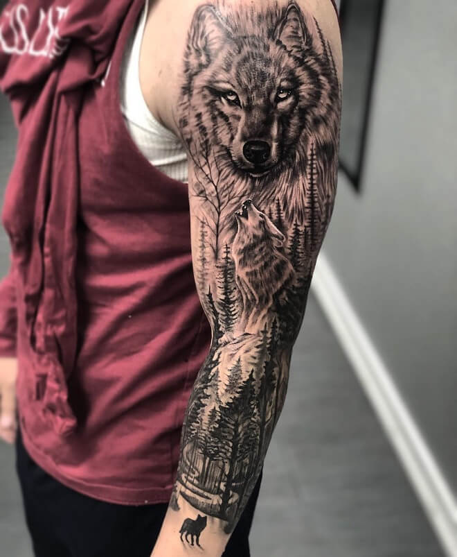 gray wolf tattoo