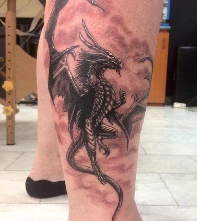 Dragon Tattoo on Leg Super Cool Dragon Tattoos For Men You Can't Miss