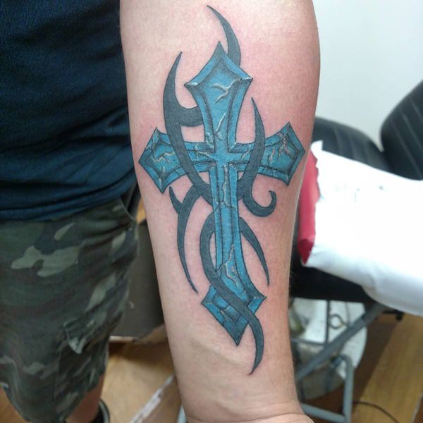 3D Cross Tattoo