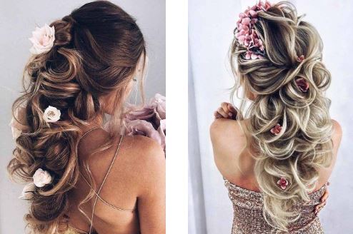 Half Up Half Down Wedding Hairstyles With Flowers
