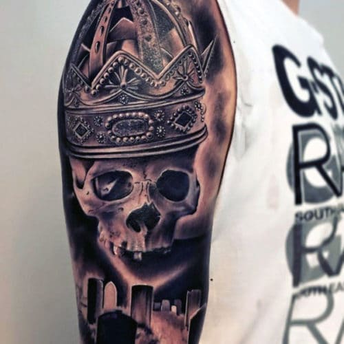 skull tattoo shoulder