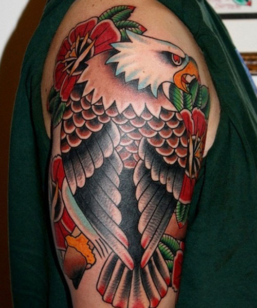 Colorful shoulder tattoo