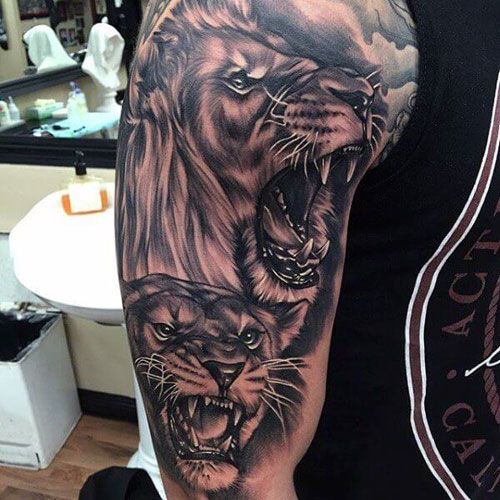 Roaring lion tattoo