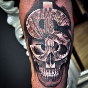 100+ Cool Money Tattoos For Men Badass Skull Money Sign Tattoo