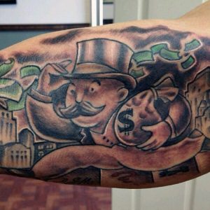 100+ Cool Money Tattoos For Men Monopoly Man With Money Bag Tattoo