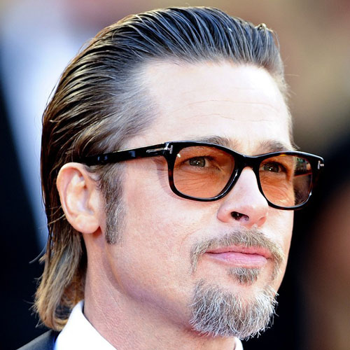 Brad Pitt Slicked Back Hair With Cool Goatee Beard