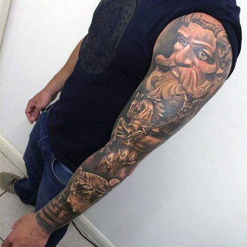Cool 3D Portrait Sleeve Tattoos For Men 100+ Best Sleeve Tattoos For Men Coolest Sleeve Tattoos For Guys In 2020