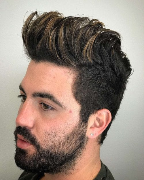 Stylish Quiff Haircuts Highlighted Wavy Brush Top
