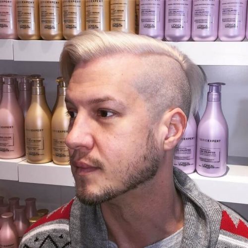 30 Amazing Platinum Blonde Hairstyles For Men Best Men's Blonde Haircuts Undercut With Side Swept Hair