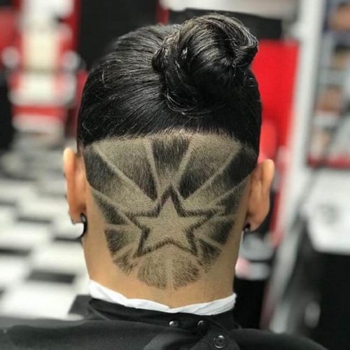 30 Cool Haircuts With Stars Design Unique Star Designs Haircut For Men Man Bun With Undercut Star Design