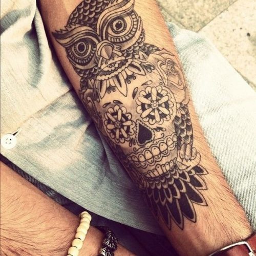 50 Best Forearm Tattoos For Men Impressive Forearm Tattoo Designs Owl And Sugar Skull