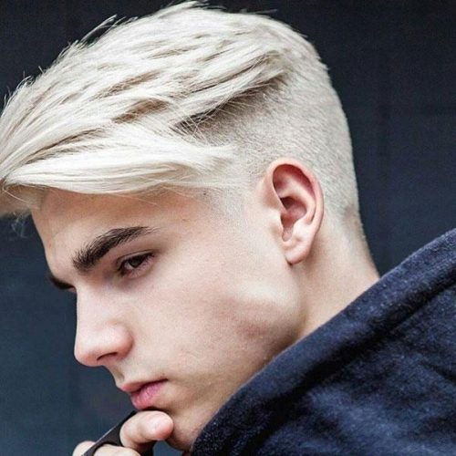Platinum Blonde Thick Side Swept Fringe 30 Amazing Platinum Blonde Hairstyles For Men Best Men's Blonde Haircuts