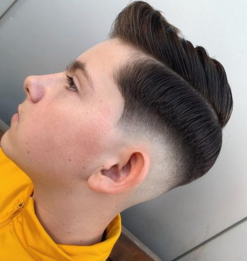 Side Part + Mini Pompadour+Mid Fade 30 Simple & Easy Hairstyles For Men Men's Low Maintenance Haircuts