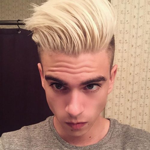 Side Part Spiky Blonde Hair With Fade Haircut 30 Amazing Platinum Blonde Hairstyles For Men Best Men's Blonde Haircuts