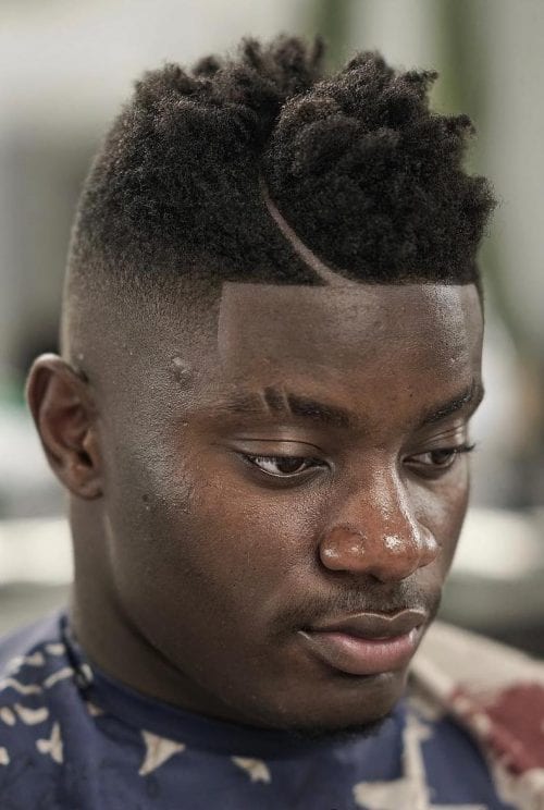 Top 30 Best African American Men's Hairstyles 2020 Cool Haircuts For Black Men Afro Taper Fade With Shaved Line Messy Top