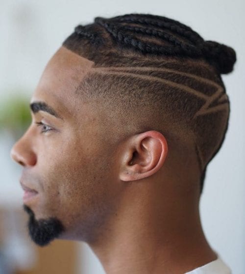 Top 40 Best Afro Hairstyles For Men Designer Knot With Tapered Design