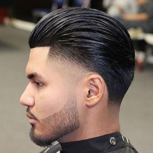 Top 40 Cool Slicked Back Hairstyles For Men Best Men's Slicked Back Haircuts 2020 Low Drop Fade Line Up Shiny Slicked Back Top