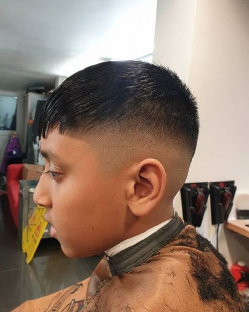 Fringe With Low Skin Fade Haircut