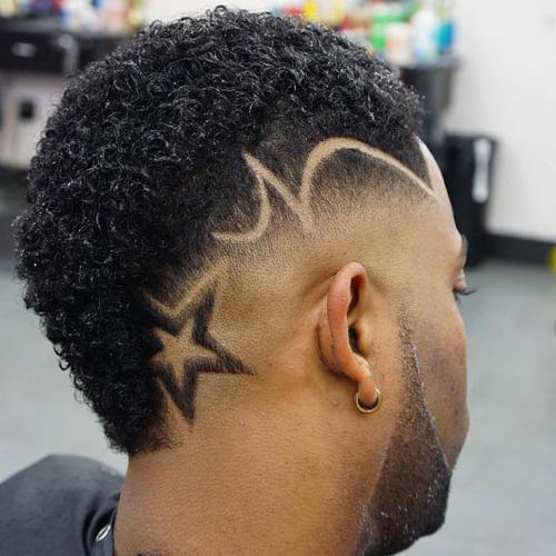 Star Design With Fade And Faux Hawk Haircut 30 Cool Haircuts With Stars Design Unique Star Designs Haircut For Men