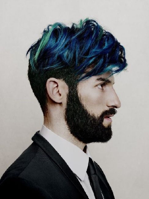 Blue & Green Hair Highlights For Men