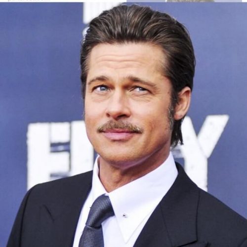 Brad Pitt Pompadour Hairstyle With Mustache