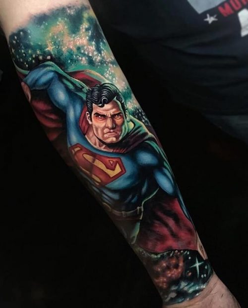 Top 35 Best Superman Tattoo Designs For Men In 2020 Awesome Superman Ideas Superman Color Tattoo On Arm