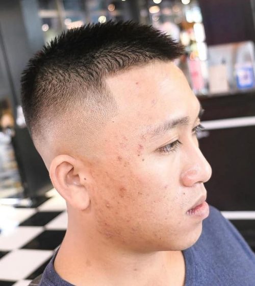 25 Butch Cut Hairstyles For Men Asian Buzz Cut With Slightly Spiked