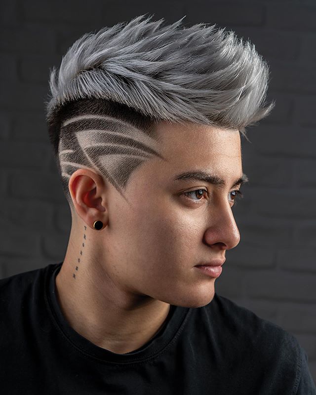 25 Edgy Hairstyles For Guys Best Mens Edgy Haircuts 2020 Faux Hawk Undercut With Lines Design 