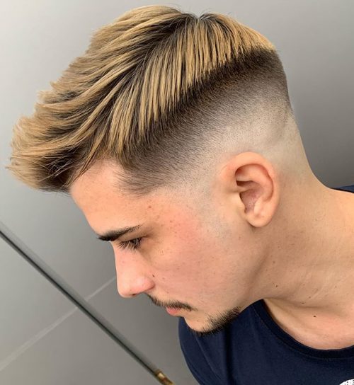 Men's Highlighted Hairstyle With Skin Fade