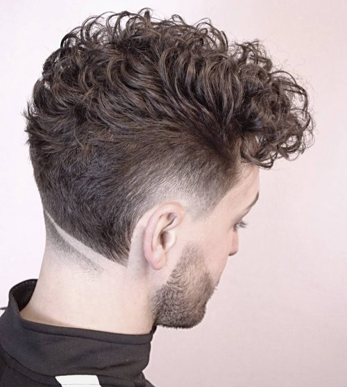 Messy And Curly Top Hairstyle With Shaved Line 30 Cool Neckline Hair Designs, Men’s 2020 Hairstyles Trends