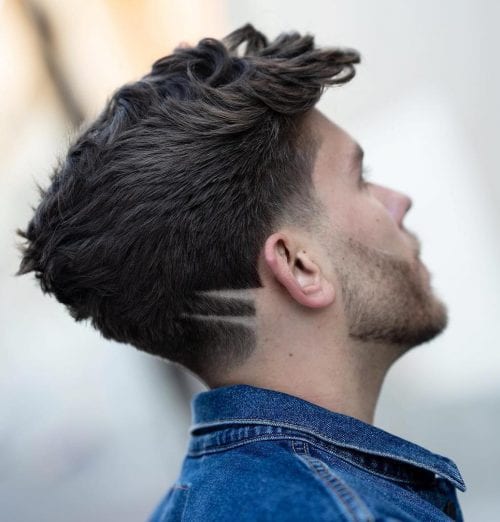 Thick Modern Quiff With Twin Shave 30 Cool Neckline Hair Designs, Men’s 2020 Hairstyles Trends
