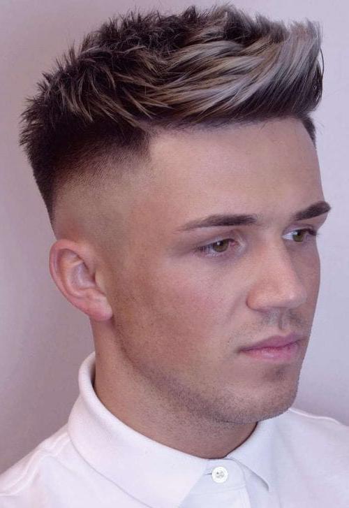 Young Men's Hair Front Highlights With Drop Fade
