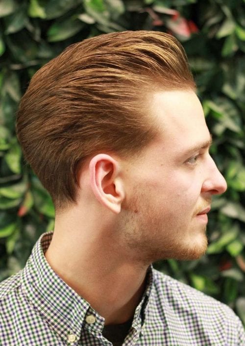 30 Men's Red Color Hairstyles Classic Brushed Back Pompadour Business Style