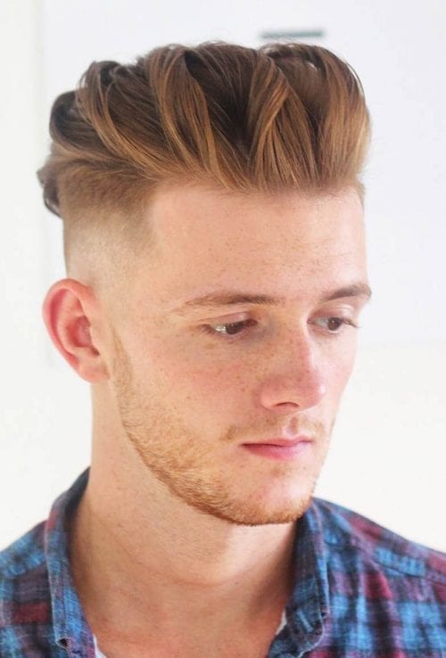 30 Men's Red Color Hairstyles Finger Combed Mohawk Haristyle