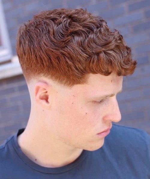 30 Men's Red Color Hairstyles Low Fade With Wavy Top