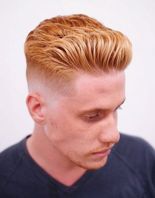 30 Men's Red Color Hairstyles Wavy Ginger Brush Back