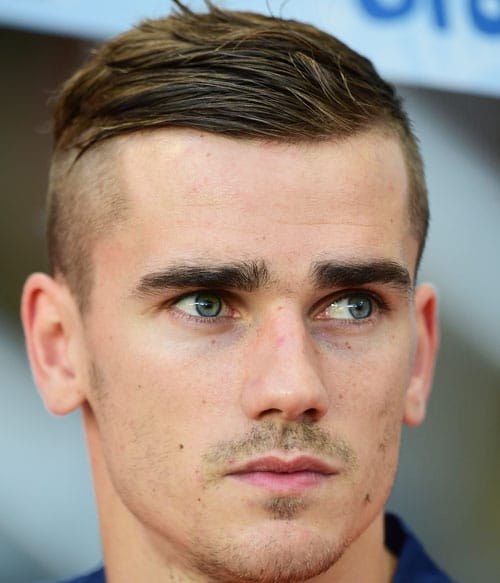 40+ Best Football Players Haircuts Soccer Hairstyles For Guys Antoine Griezmann + High Bald Fade + Side Part