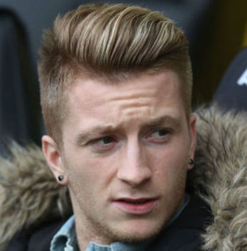 40+ Best Football Players Haircuts Soccer Hairstyles For Guys Marco Reus + Angular Comb Over + Classic Tapered Sides