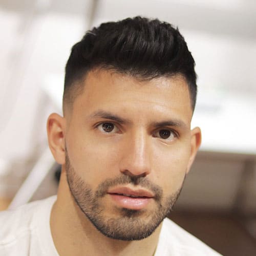 40 Best Football Players Haircuts Soccer Hairstyles For Guys Sergio Leonel Aguero Short Hair With High Skin Fade 