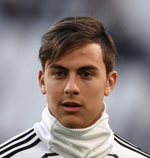 40 Best Football Players Haircuts Soccer Hairstyles For Guys Sweeping Fringe – Paulo Dybala 500x527 