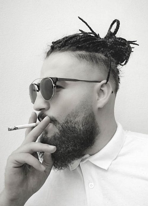 50+ Best Haircuts For Men With Glasses Braided Man Bun With Undercut