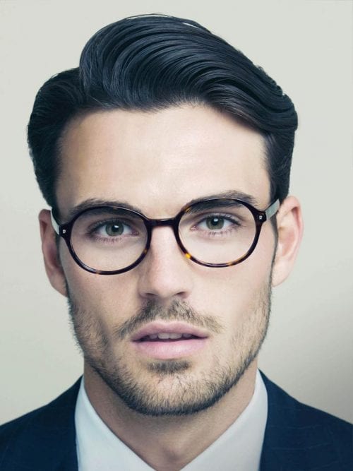 50+ Best Haircuts For Men With Glasses Classic Wavy Side Part