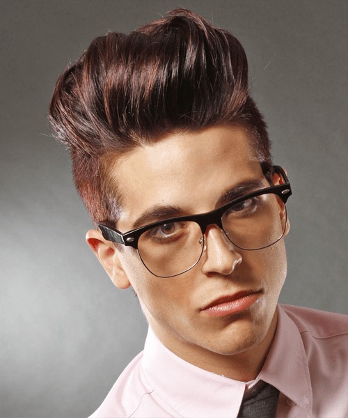 50+ Best Haircuts For Men With Glasses High Volume Pomp With Half Rim Glasses