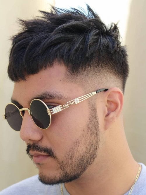 50+ Best Haircuts For Men With Glasses Mid Fade With Textured French Crop