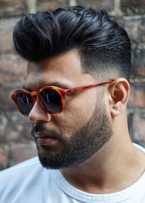 50+ Best Haircuts For Men With Glasses Pompadour With Taper Fade