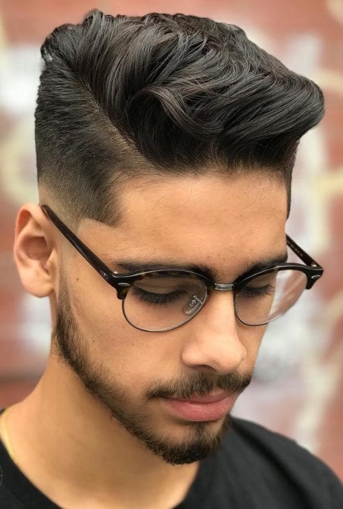 50+ Best Haircuts For Men With Glasses Taper Fade With Wavy Top