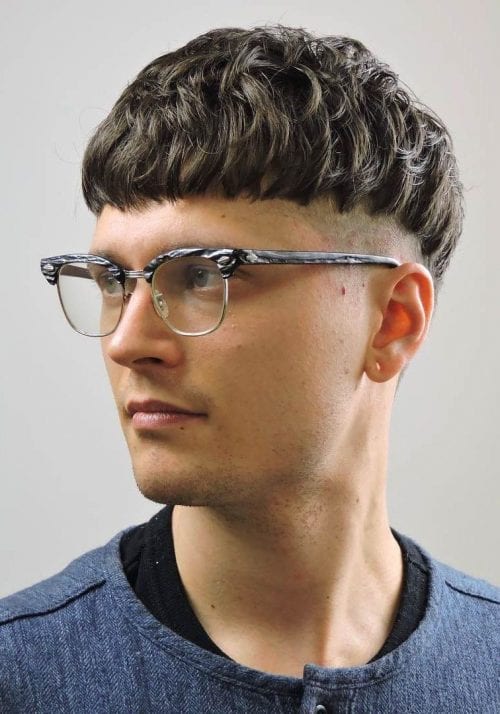 50+ Best Haircuts For Men With Glasses Textured Bowl Crop With Undercut