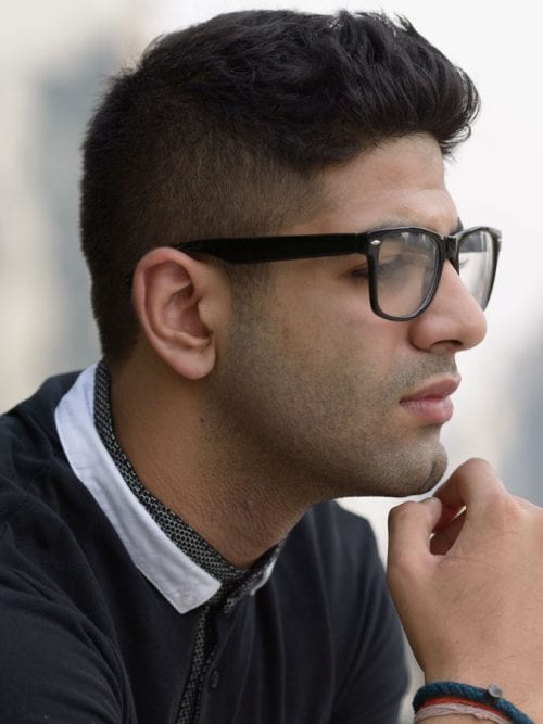 50+ Best Haircuts For Men With Glasses Textured Top And Classic Taper