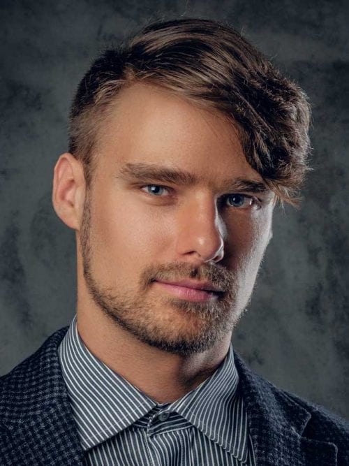 Side Swept Fringe + Short Sides 30 Best Hairstyles For Guys With Big Forehead