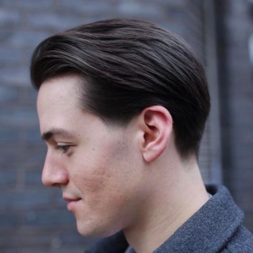 Medium Swept Back Hairstyle For A Male With Straight Strands